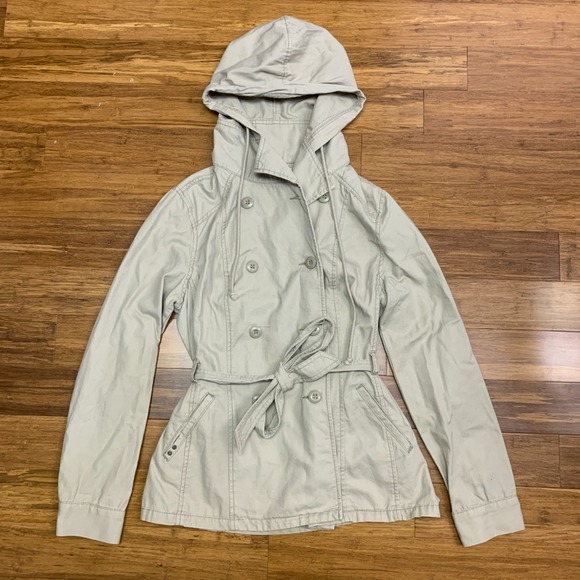 Converse Jackets & Blazers - Y2K Converse Hooded Utility Coat Womens Large Cotton Belt Double Breasted Jacket